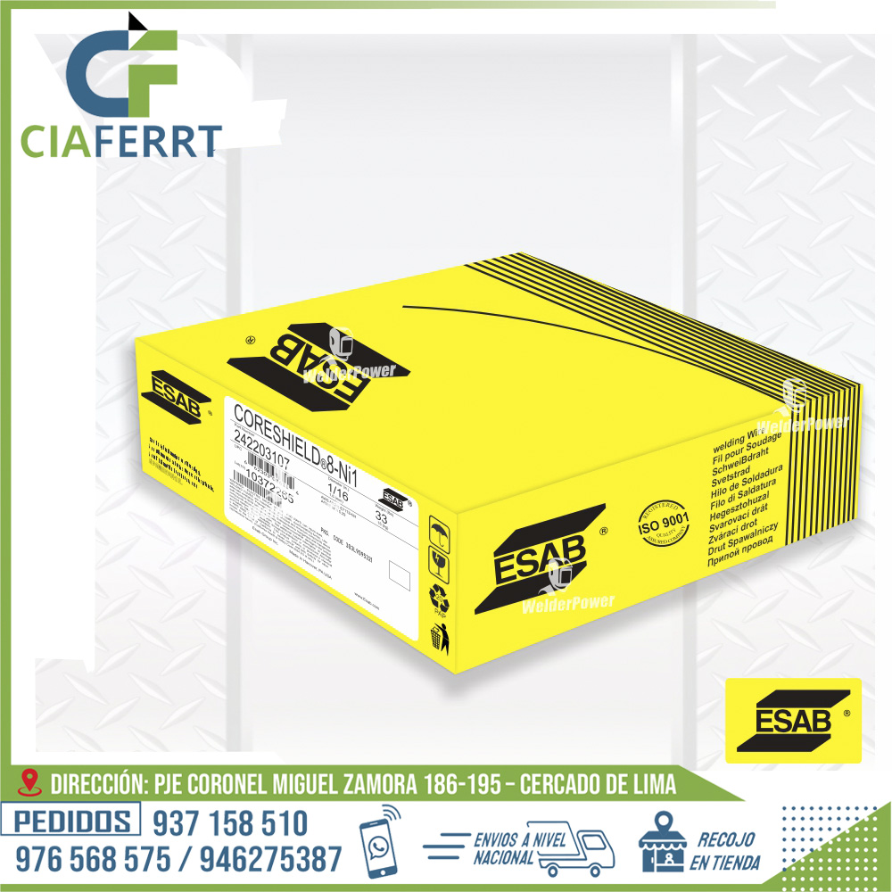 ALAMBRE-TUBULAR-CORESHIELD-8-Ni1-ESAB.jpg ALAMBRE TUBULAR CORESHIELD 8-Ni1 ESAB - Imagen 1