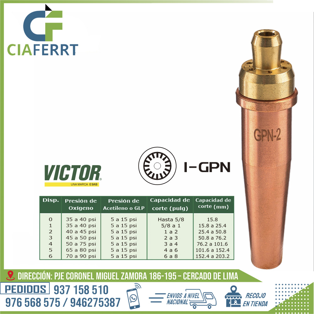 BOQUILLA-DE-CORTE-GPN-2-VICTOR.jpg BOQUILLA DE CORTE GPN-2 VICTOR - Imagen 1