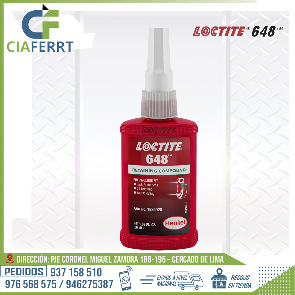 COMPUESTOS-RETENEDORES-LOCTITE-648.jpg COMPUESTOS RETENEDORES - LOCTITE 648 - Imagen 1