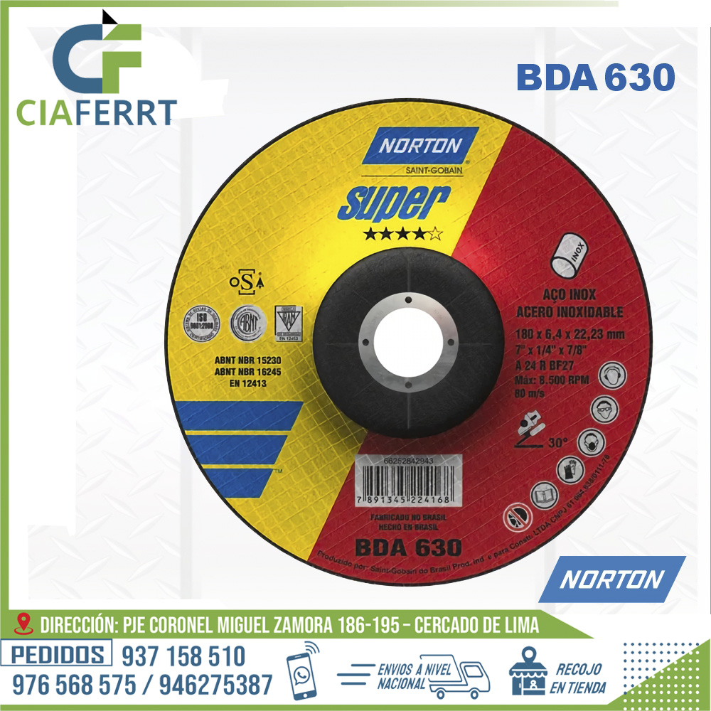 DISCOS-DE-DESBASTE-BDA-630-INOX-NORTON.jpg DISCOS DE DESBASTE BDA 630 INOX - NORTON - Imagen 1