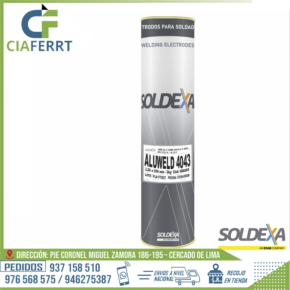 ELECTRODO-ALUWELD-4043-SOLDEXA.jpg ELECTRODO ALUWELD 4043 - SOLDEXA - Imagen 1
