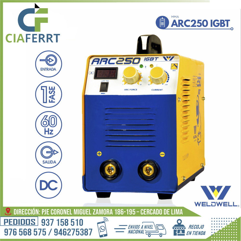 MAQUINA-DE-SOLDAR-ARC-250-IGBT-WELDWELL®.jpg MAQUINA DE SOLDAR ARC 250 IGBT - WELDWELL® - Imagen 1
