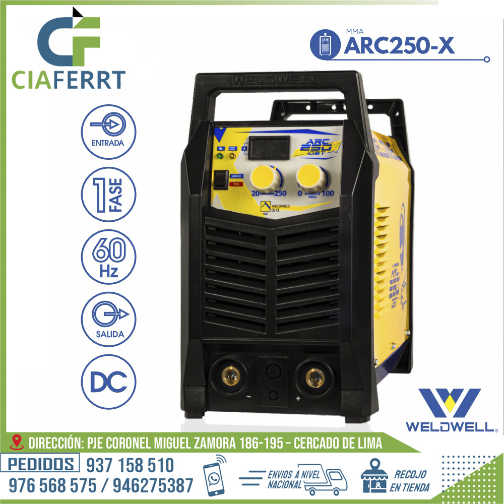 MAQUINA-DE-SOLDAR-ARC-250-X-WELDWELL®.jpg MAQUINA DE SOLDAR ARC 250 X - WELDWELL® - Imagen 1
