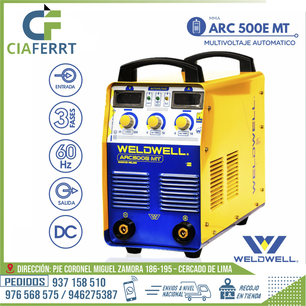MAQUINA-DE-SOLDAR-ARC-500E-MT-WELDWELL®.jpg MAQUINA DE SOLDAR ARC 500E MT - WELDWELL® - Imagen 1