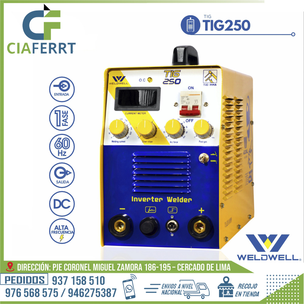 MAQUINA-DE-SOLDAR-TIG-250-WELDWELL®.jpg MAQUINA DE SOLDAR TIG 250 - WELDWELL® - Imagen 1