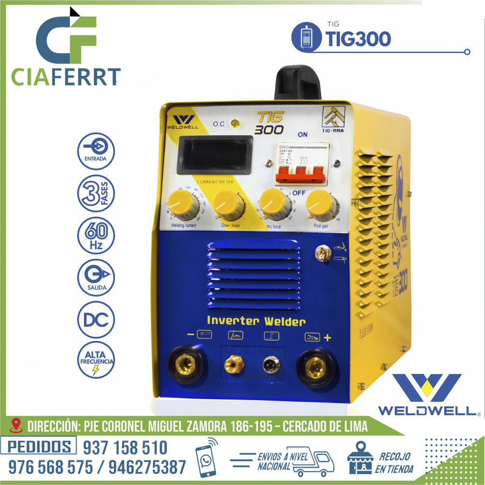 MAQUINA-DE-SOLDAR-TIG-300-WELDWELL®.jpg MAQUINA DE SOLDAR TIG 300 - WELDWELL® - Imagen 1