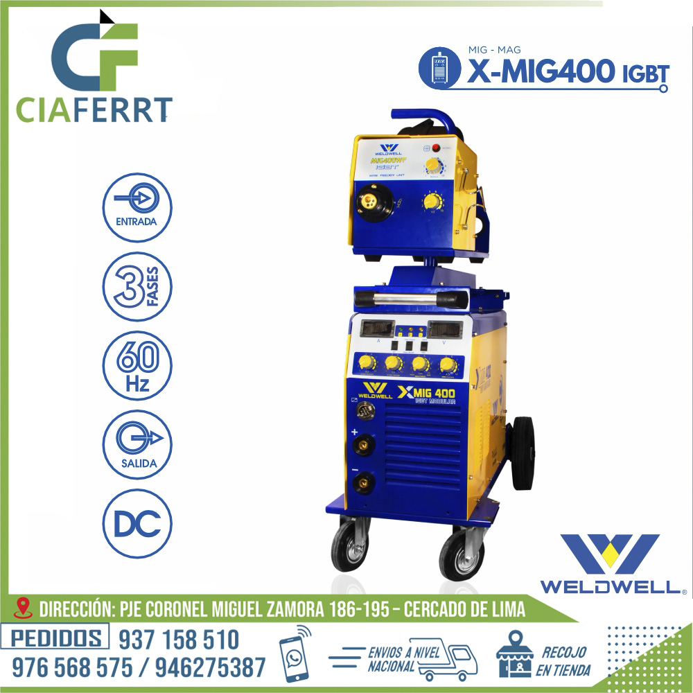 MAQUINA-DE-SOLDAR-X-MIG400-IGBT-WELDWELL®.jpg MAQUINA DE SOLDAR X-MIG400 IGBT - WELDWELL® - Imagen 1