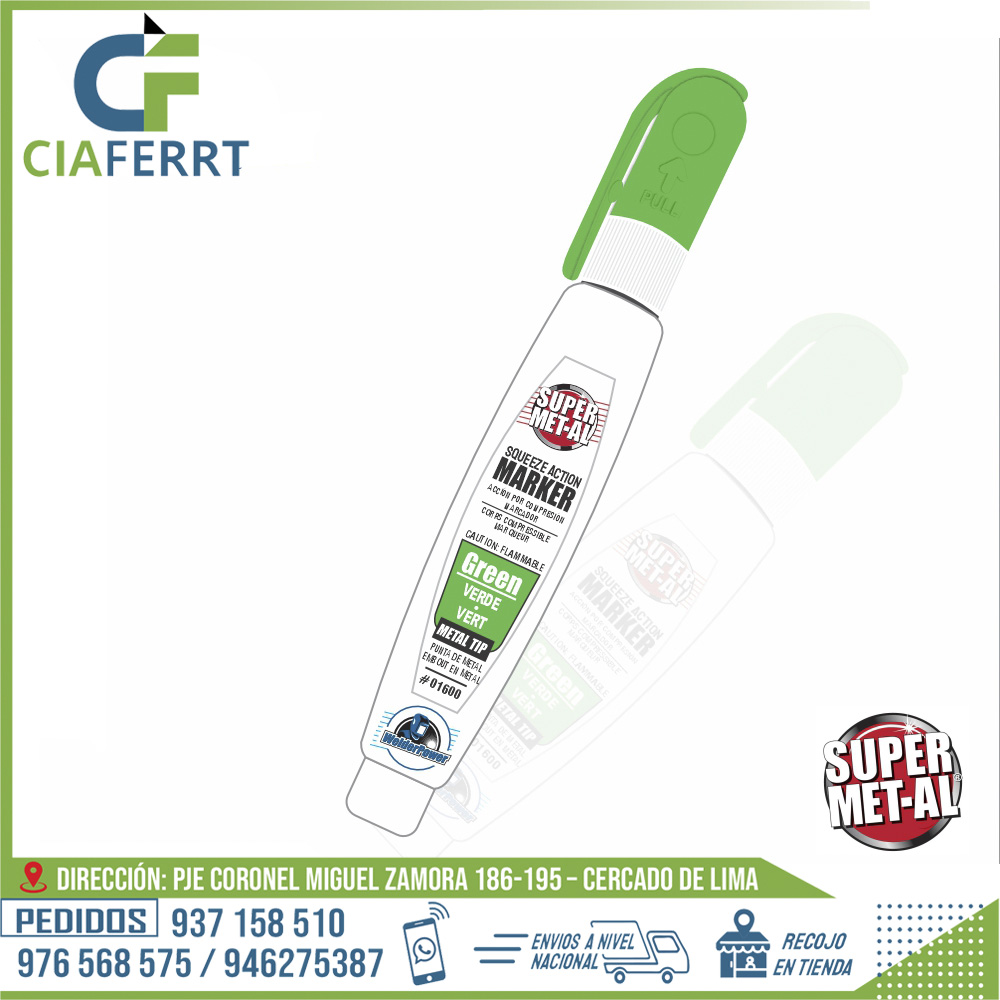 MARCADOR-PARA-METAL-SUPER-MET-AL-verde.jpg MARCADOR PARA METAL SUPER MET-AL - VERDE - Imagen 1