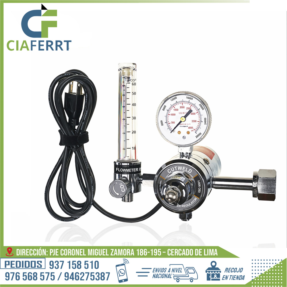 REGULADOR-CON-FLUJOMETRO-Y-CALENTADOR-PARA-CO2-KFR101-CUTWELD.jpg REGULADOR DE CO2 CON CALENTADOR CUTWELD - Imagen 1