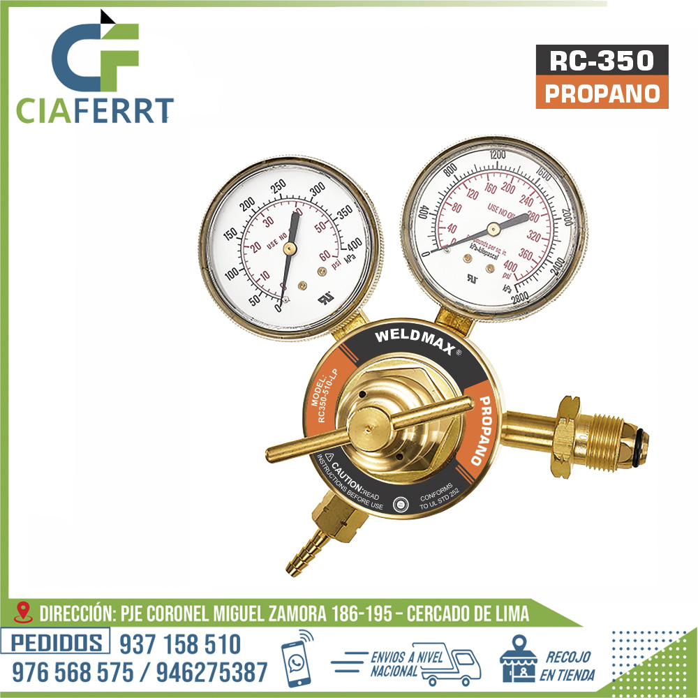 REGULADOR-PROPANO-RC-350-WELDMAX.jpg REGULADOR PROPANO RC-350 WELDMAX - Imagen 1