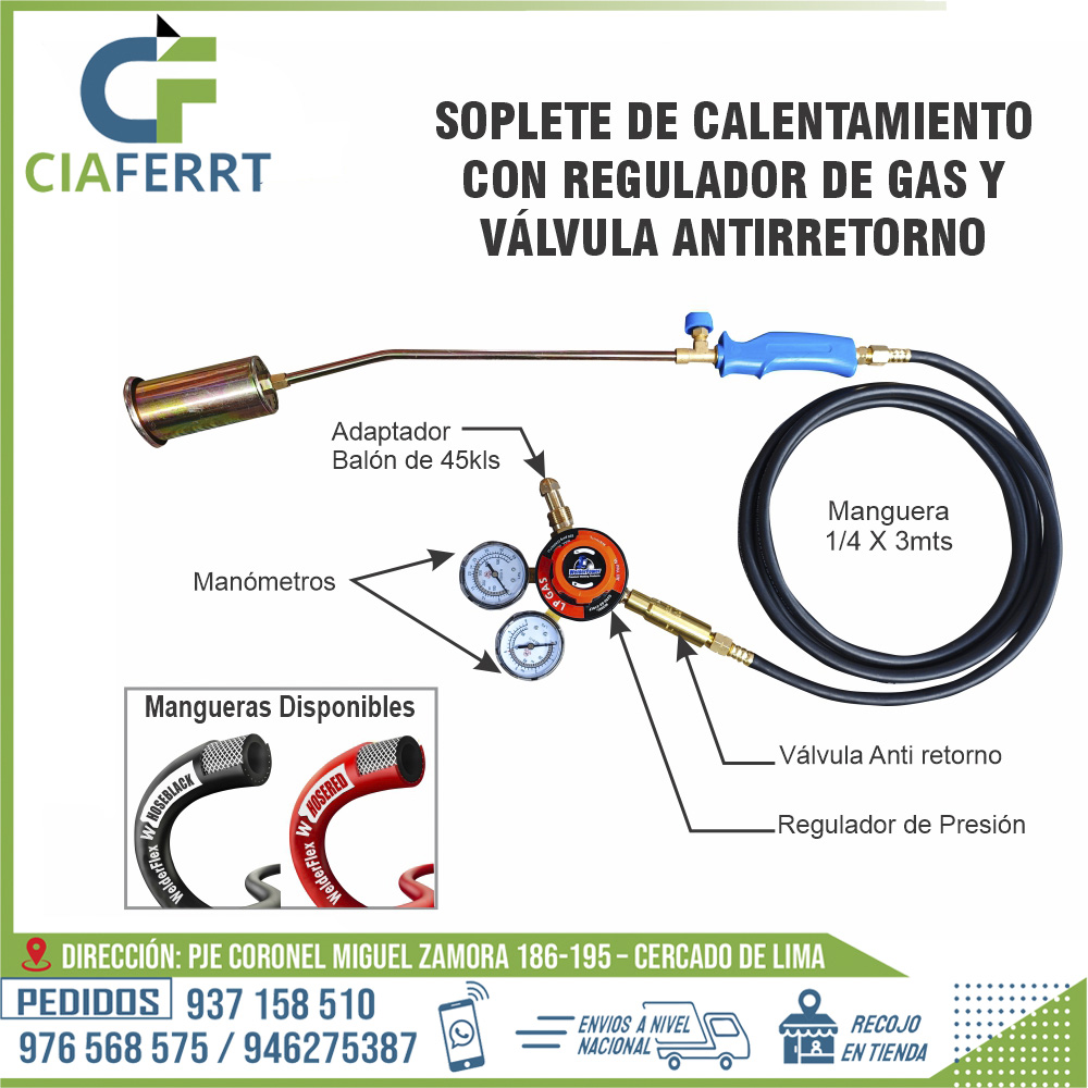 SOPLETE-DE-CALENTAMIENTO-CON-REGULADOR-DE-GAS-Y-VALVULA-ANTIRRETORNO.jpg SOPLETE DE CALENTAMIENTO CON REGULADOR DE GAS Y VÁLVULA ANTIRRETORNO - Imagen 1